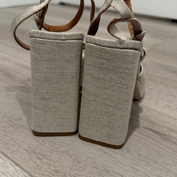 BNwT STAUD Natural Linen Solange Block Heel Platform Sandals Size 41 / 10.5 - Picture 5 of 6